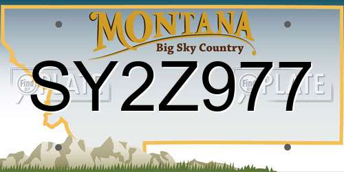SY2Z977 Montana License Plate