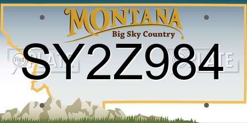 SY2Z984 Montana License Plate