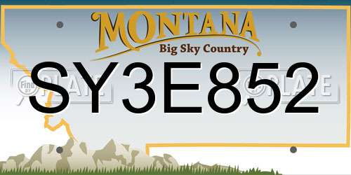 SY3E852 Montana License Plate