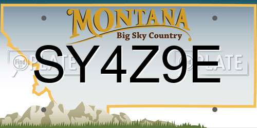 SY4Z9E Montana License Plate