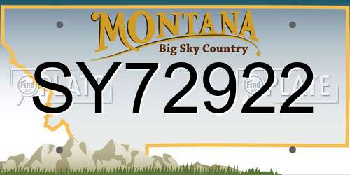 SY72922 Montana License Plate