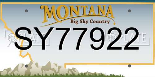 SY77922 Montana License Plate