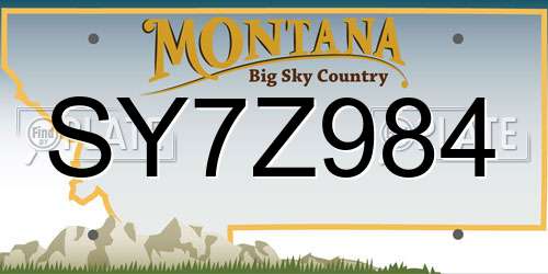 SY7Z984 Montana License Plate