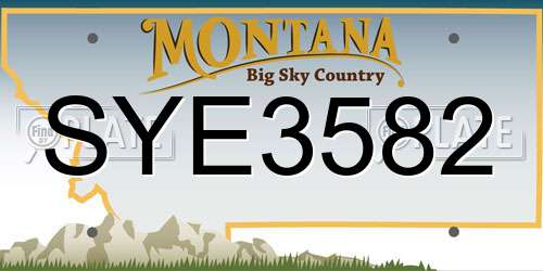 SYE3582 Montana License Plate