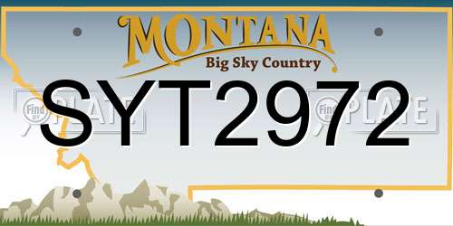 SYT2972 Montana License Plate