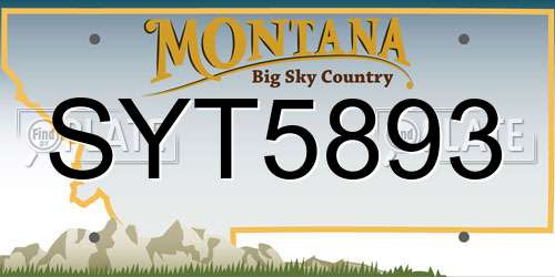 SYT5893 Montana License Plate