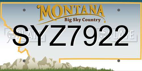 SYZ7922 Montana License Plate