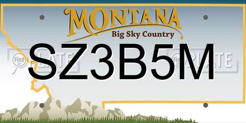 SZ3B5M Montana License Plate