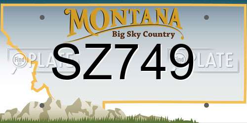 SZ749 Montana License Plate