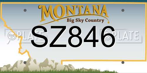 SZ846 Montana License Plate