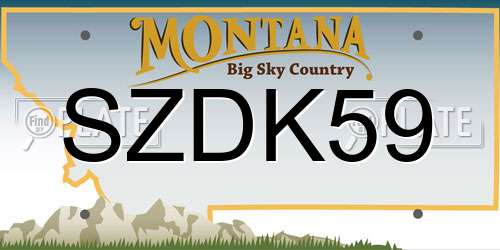 SZDK59 Montana License Plate