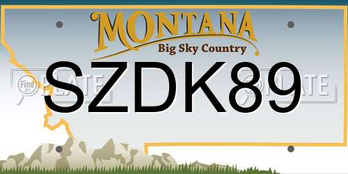 SZDK89 Montana License Plate