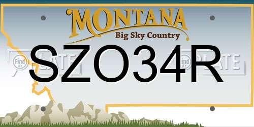 SZO34R Montana License Plate