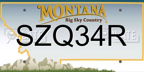 SZQ34R Montana License Plate