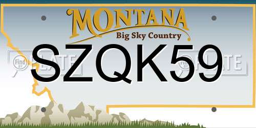 SZQK59 Montana License Plate