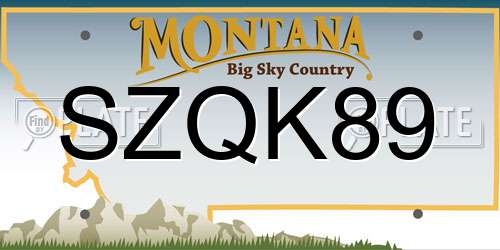 SZQK89 Montana License Plate