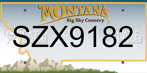 SZX9182 Montana License Plate