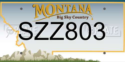 SZZ803 Montana License Plate