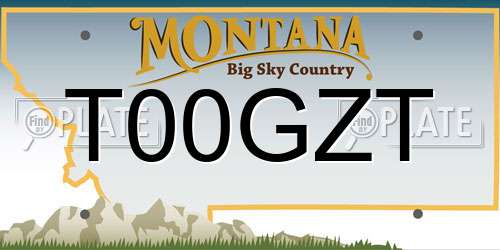 T00GZT Montana License Plate