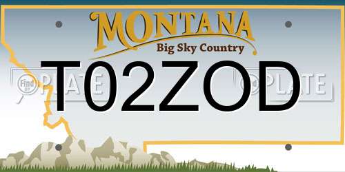 T02ZOD Montana License Plate