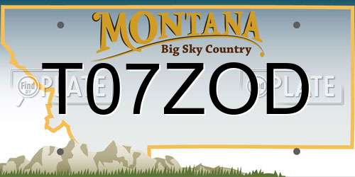 T07ZOD Montana License Plate