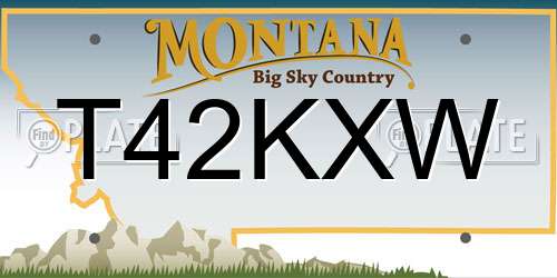 T42KXW Montana License Plate