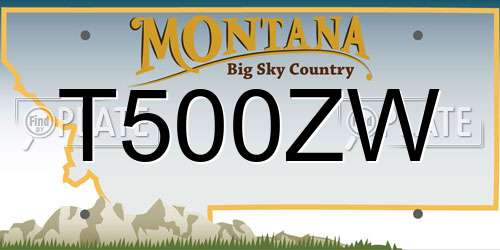 T500ZW Montana License Plate