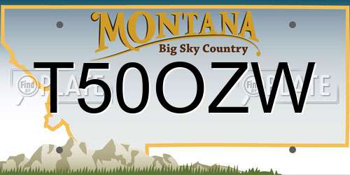 T50OZW Montana License Plate