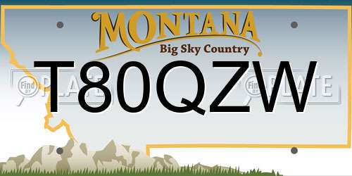 T80QZW Montana License Plate