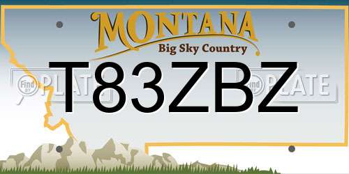 T83ZBZ Montana License Plate