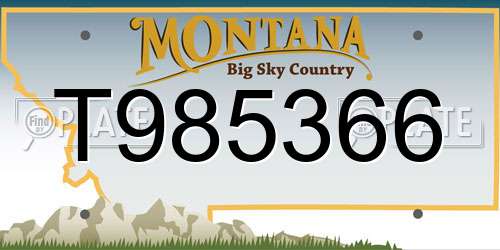 T985366 Montana License Plate