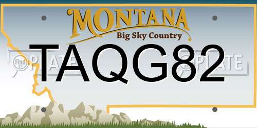 TAQG82 Montana License Plate