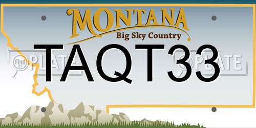 TAQT33 Montana License Plate