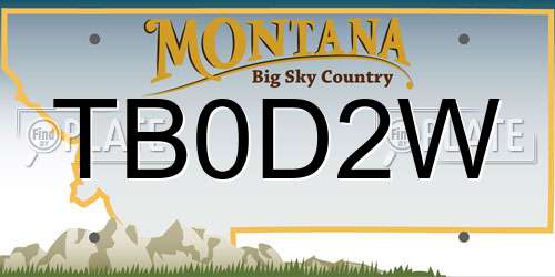 TB0D2W Montana License Plate