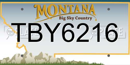 TBY6216 Montana License Plate