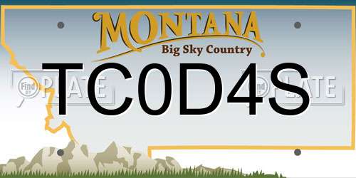 TC0D4S Montana License Plate
