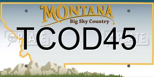 TCOD45 Montana License Plate