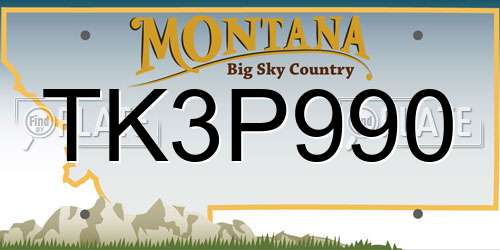 TK3P990 Montana License Plate