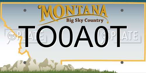 TO0A0T Montana License Plate