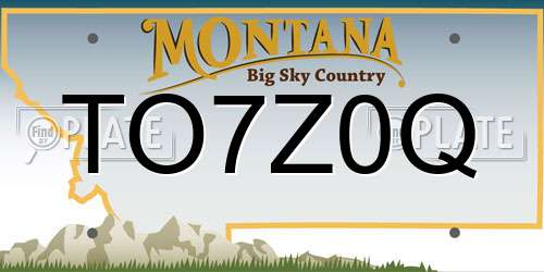 TO7Z0Q Montana License Plate