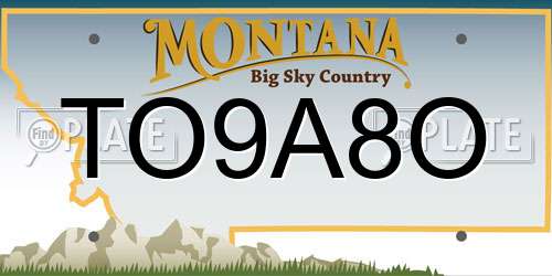 TO9A8O Montana License Plate