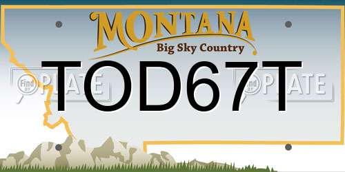 TOD67T Montana License Plate