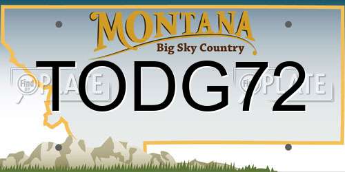 TODG72 Montana License Plate