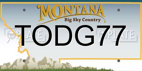 TODG77 Montana License Plate