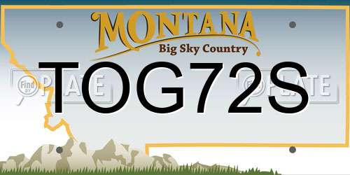 TOG72S Montana License Plate