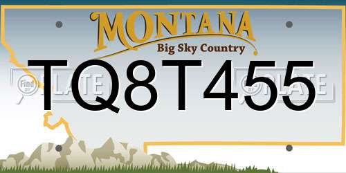 TQ8T455 Montana License Plate
