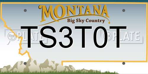 TS3T0T Montana License Plate