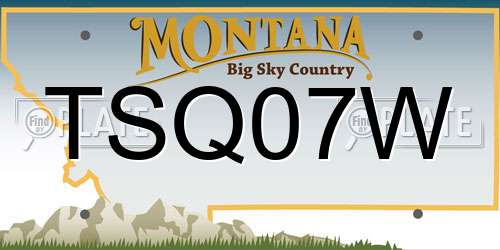 TSQ07W Montana License Plate