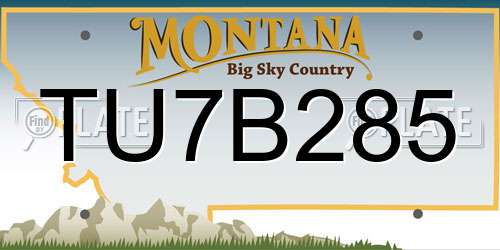TU7B285 Montana License Plate