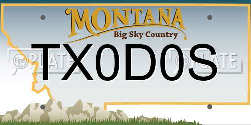 TX0D0S Montana License Plate
